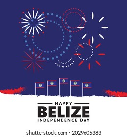 Belize independence day celebration vector illustration with its vectorized national flags and fireworks. Caribbean country public holiday.