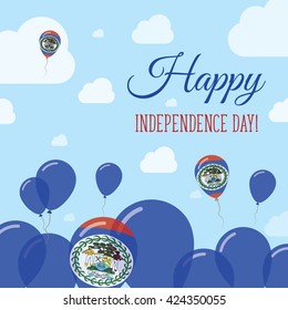 Belize Independence Day Flat Patriotic Design. Belizean Flag Balloons. Happy National Day Belize Vector Patriotic Design. Celebration Balloons Patriotic Design.