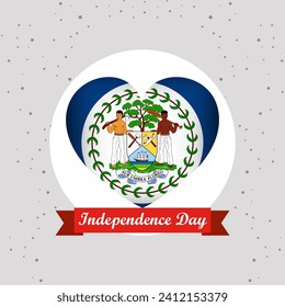 Belize Independence Day With Heart Emblem Design