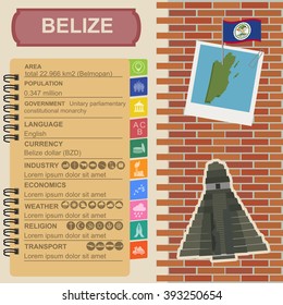 Belize infographics, statistical data, sights. Vector illustration