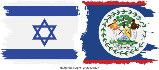 Belize and Israel grunge flags connection, vector
