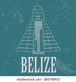 Belize landmarks. Retro styled image. Vector illustration