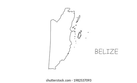 Belice mapea la línea negra sobre fondo blanco. Ilustración vectorial.