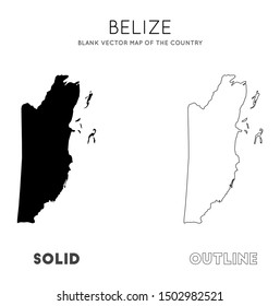 Belize map. Blank vector map of the country. Borders of Belize for your infographic. Vector illustration.