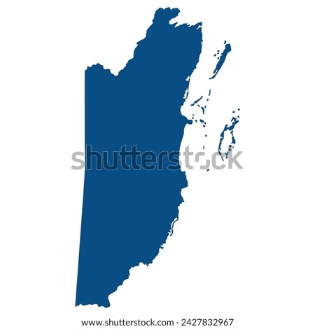 Belize map. Map of Belize in blue color