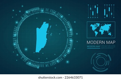 Belize map of blue digital frame Futuristic Sci Fi Modern User vector HUD, GUI, UI interface.