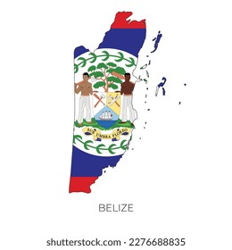 Belize map and flag. Detailed silhouette vector illustration
