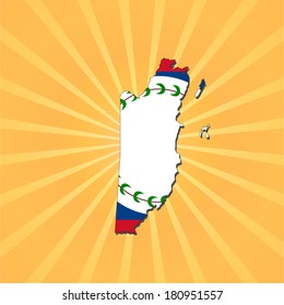 Bandera del mapa de Belice en la ilustración del vector de explosión solar