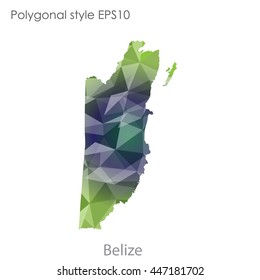 Belize map in geometric polygonal style.Abstract gems triangle,modern design background.. Vector illustration EPS10