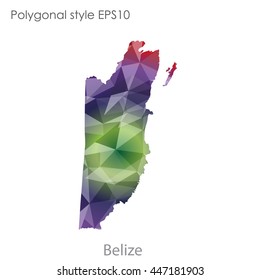 Belize map in geometric polygonal style.Abstract gems triangle,modern design background.. Vector illustration EPS10