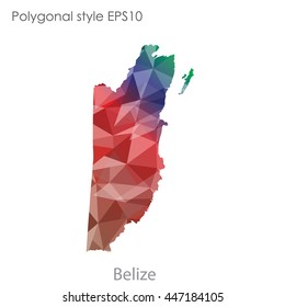Belize map in geometric polygonal style.Abstract gems triangle,modern design background.. Vector illustration EPS10
