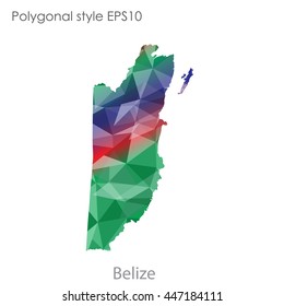 Belize map in geometric polygonal style.Abstract gems triangle,modern design background.. Vector illustration EPS10
