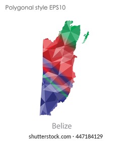Belize map in geometric polygonal style.Abstract gems triangle,modern design background.. Vector illustration EPS10