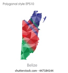 Belize map in geometric polygonal style.Abstract gems triangle,modern design background.. Vector illustration EPS10