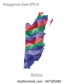 Belize map in geometric polygonal style.Abstract gems triangle,modern design background.. Vector illustration EPS10