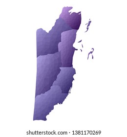Belize map in a geometric style with a violet country outline. Vector illustration.