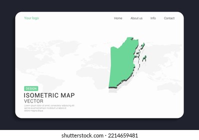 Belice mapea verde sobre fondo blanco con vector isométrico.