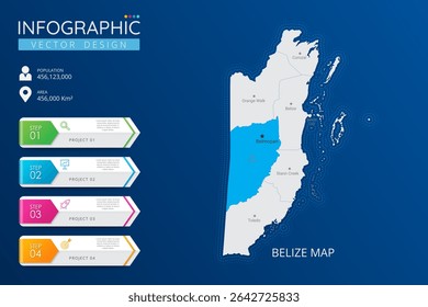 Belize map with location pointer marks. High detailed country map with division, cities and capital infographic template. Vector illustration EPS10