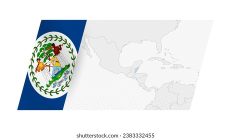 Belize map in modern style with flag of Belize on left side. Vector illustration of a map.