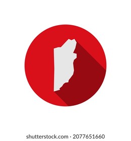 Mapa de Belice en círculo rojo con una sombra larga