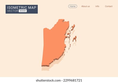 Belize map orange with isometric vector.