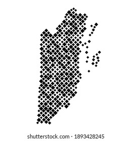 Belize map from pattern of black rhombuses of different sizes. Vector illustration.