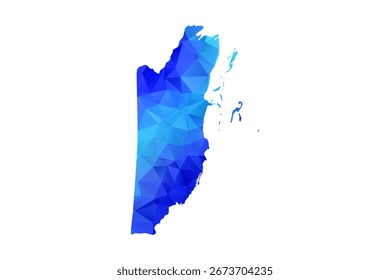 Belize map - Polygon Style Vector Illustration in Blue Gradient, Low Poly Geometric Design, Isolated on White Background, Perfect for Infographics, Education, and Modern Presentations.