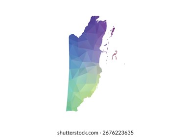 Belize Map - Polygon Style Vector Illustration in Rainbow Gradient, Low Poly Multicolor Geometric Design, Isolated on White Background, Suitable for Reports, and Creative Projects.