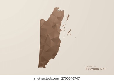 Belize Map - Polygon Style Vector Illustration in Brown Gradient, Low Poly Geometric Design, Isolated on Beige Background for Infographics and Decoration.