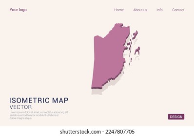 Belize map purple on white background with 3d isometric vector illustration
