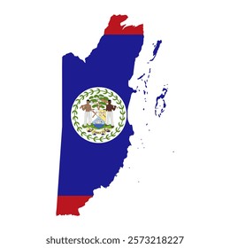 Belize map silhouette with flag on white background