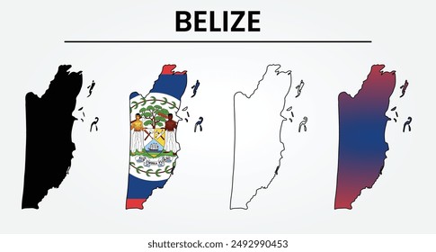 BELIZE map silhouette, illustration vector art