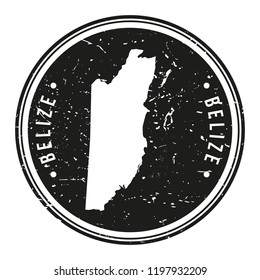 Belize Map Symbol Round Design Stamp Travel and Business