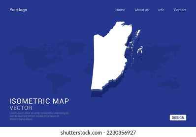 Belize map white on dark blue background 3d isometric vector illustration.
