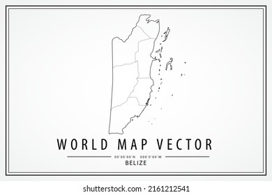 Belize Map - World Map International vector template with High detailed thin black line and outline graphic sketch style isolated on white background - Vector illustration eps 10