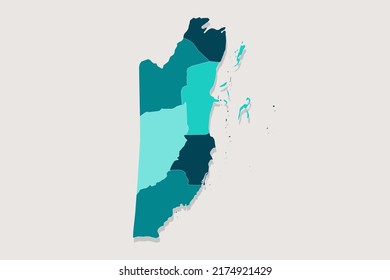 Belize Map - World Map International vector template with High detailed including blue and green outline color isolated on white background - Vector illustration eps 10