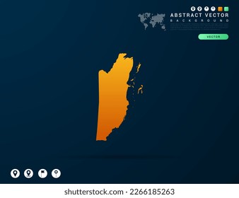 Belize map of Yellow and orange gradient on dark background vector.