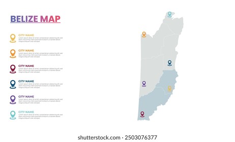 Belize Modern Map Infografik Vorlage, Detaillierte Infografik Karte von Belize Beliebte Stadt
