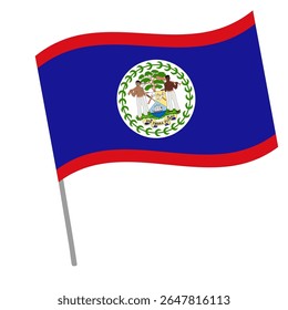 Bandeira nacional de Belize flutters com mastro