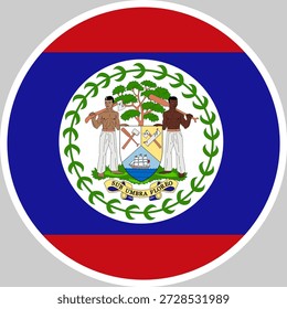 Ilustración vectorial nacional de la bandera de Belice en forma de círculo, diseño de alta calidad