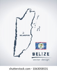 Belize national vector drawing map on white background