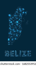 Belize network map. Abstract geometric map of the country. Internet connections and telecommunication design. Attractive vector illustration.