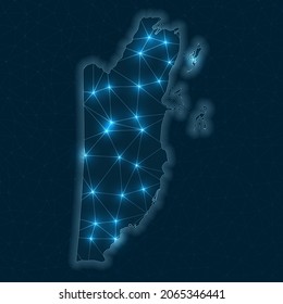 Belize network map. Abstract geometric map of the country. Digital connections and telecommunication design. Glowing internet network. Attractive vector illustration.