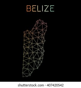 Belize network map. Abstract polygonal Belize network map design. Map of Belize network connections. Vector illustration.