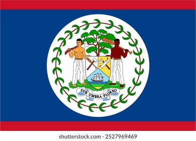 Belize official flag vector with standard size and proportion. National flag emblem with accurate size and colors.