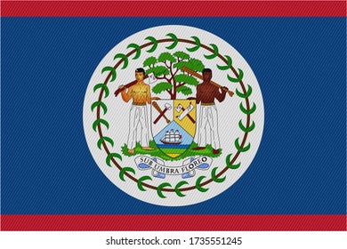 Belize original flag on nylon fabric texture. Vector illustration.
