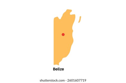 Belize outline contour poster. Central America country border silhouette map flat vector. Yellow icon illustration on white background