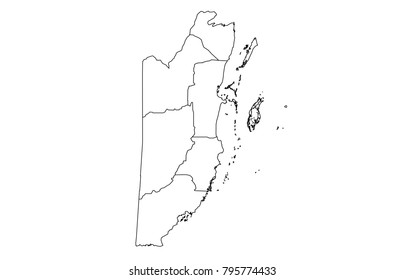 belize outline map. detailed isolated vector country border contour maps on white background.