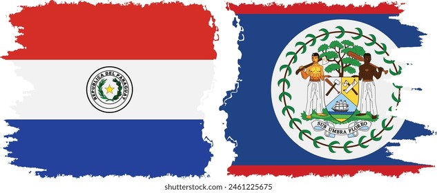 Belice y Paraguay grunge banderas conexión, Vector