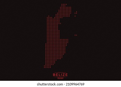 Belize pin pattern map. map of Belize composition of red place sign, pin pattern on black background. Vector illustration